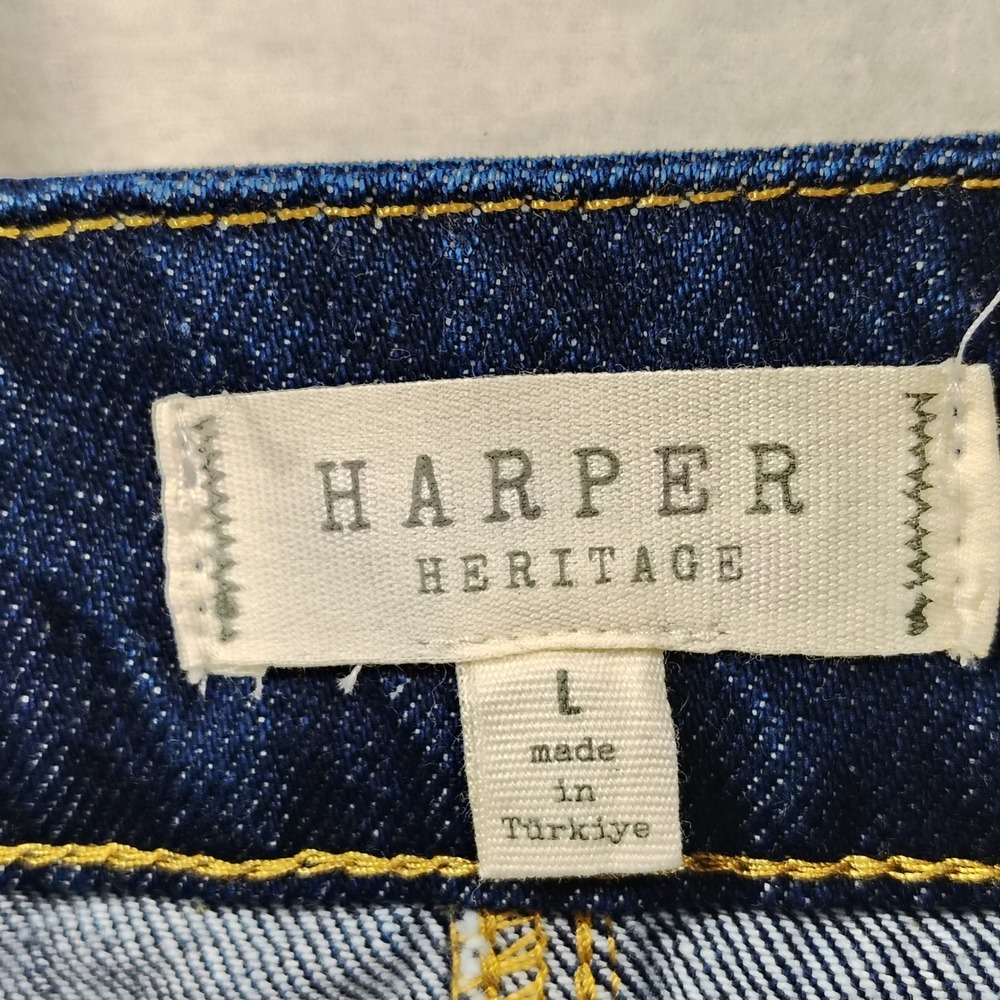 Francesca Harper Heritage Denim Crop Top Blue Jean Square Neck Zip Front L y2k - Picture 4 of 10